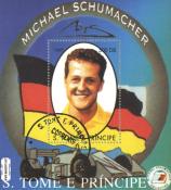 *Známky Sv. Tomáš 1997 Michael Schumacher, razítk. hárček - Kliknutím na obrázok zatvorte -